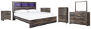Drystan King Panel Bed with Storage with Mirrored Dresser, Chest and Nightstand