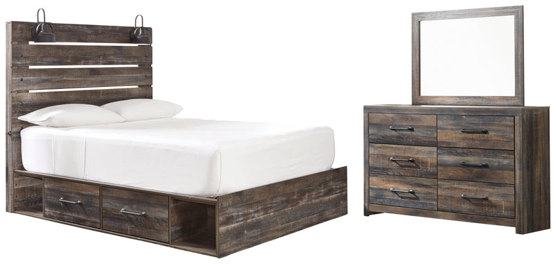 Drystan Twin Panel Bed with 2 Storage Drawers with Dresser