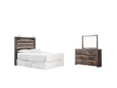 Drystan Queen Panel Bed with Mirrored Dresser and Nightstand