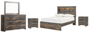 Drystan Full Bookcase Bed with 2 Storage Drawers with Mirrored Dresser, Chest and Nightstand