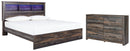 Drystan King Panel Bed with Storage with Mirrored Dresser, Chest and Nightstand