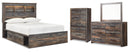 Drystan Full Bookcase Bed with 2 Storage Drawers with Mirrored Dresser, Chest and Nightstand