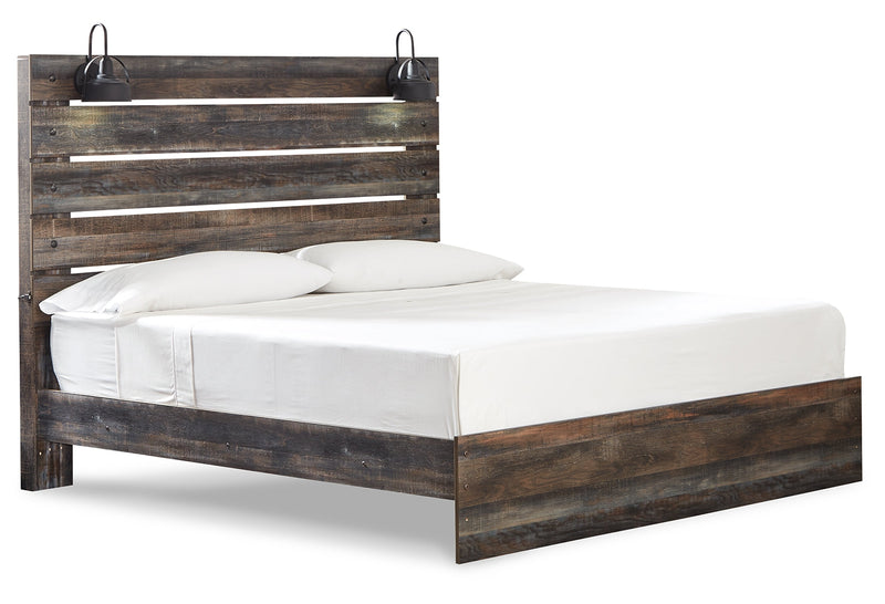 Drystan King Bookcase Bed with 4 Storage Drawers with Mirrored Dresser and 2 Nightstands