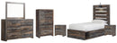 Drystan Twin Panel Bed with 2 Storage Drawers with Dresser