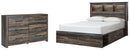 Drystan Queen Bookcase Bed with 2 Storage Drawers with Dresser