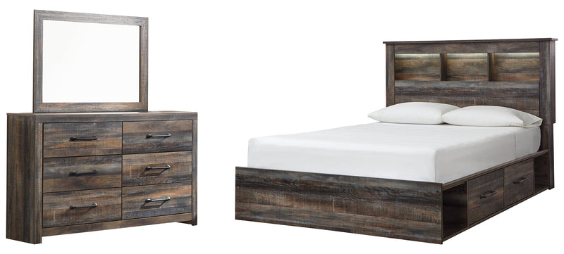 Drystan Queen Bookcase Bed with 2 Storage Drawers with Dresser