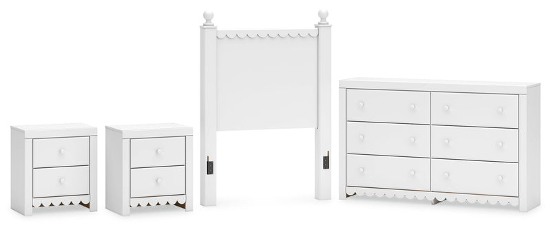 Mollviney White Panel Bedroom Set