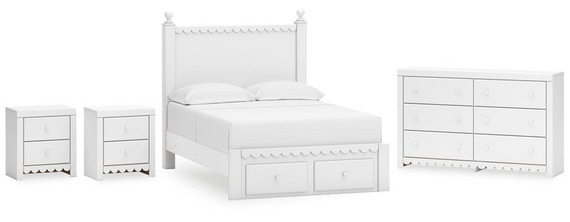 Mollviney White Panel Bedroom Set