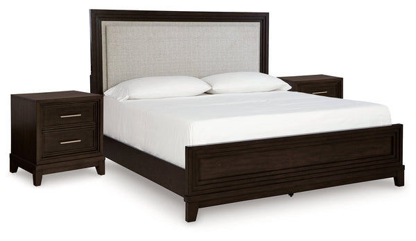 Neymorton Black Upholstered Panel Bedroom Set