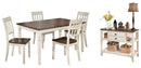 Whitesburg Dining Table and 4 Chairs and Bench with Storage