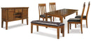 Ralene Dining Table and 4 Chairs and Bench