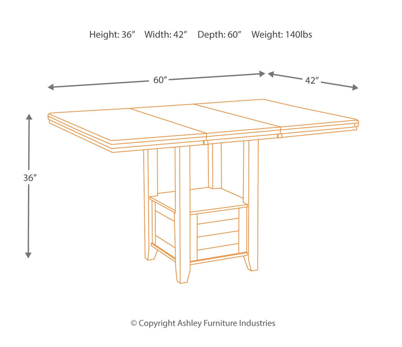 Haddigan Counter Height Dining Table and 4 Barstools