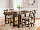 Moriville Counter Height Dining Table and 4 Barstools with Storage