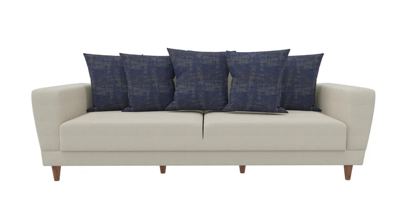 Dolce Cream/Blue 3-Seater Sofa Bed