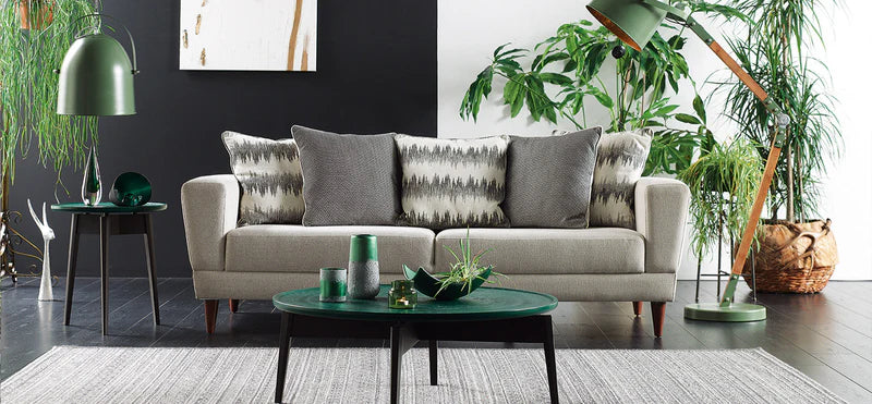 Dolce Padua Cream/Blue 3-Seater Sofa Bed