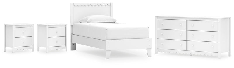 Hallityn White Platform Bedroom Set