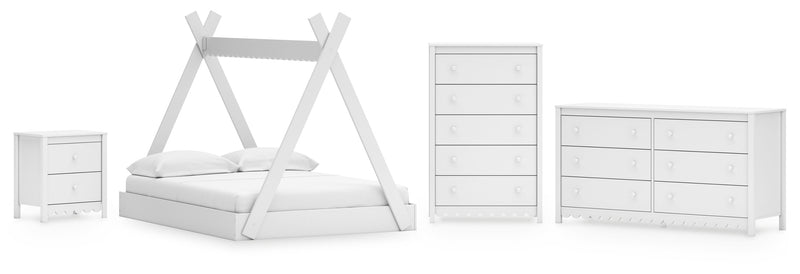 Hallityn White Platform Bedroom Set