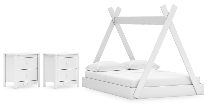 Hallityn White Platform Bedroom Set