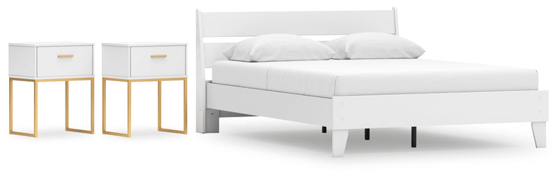Socalle Panel Bedroom Set Platform Bed with Dresser, Chest and Nightstand Grey