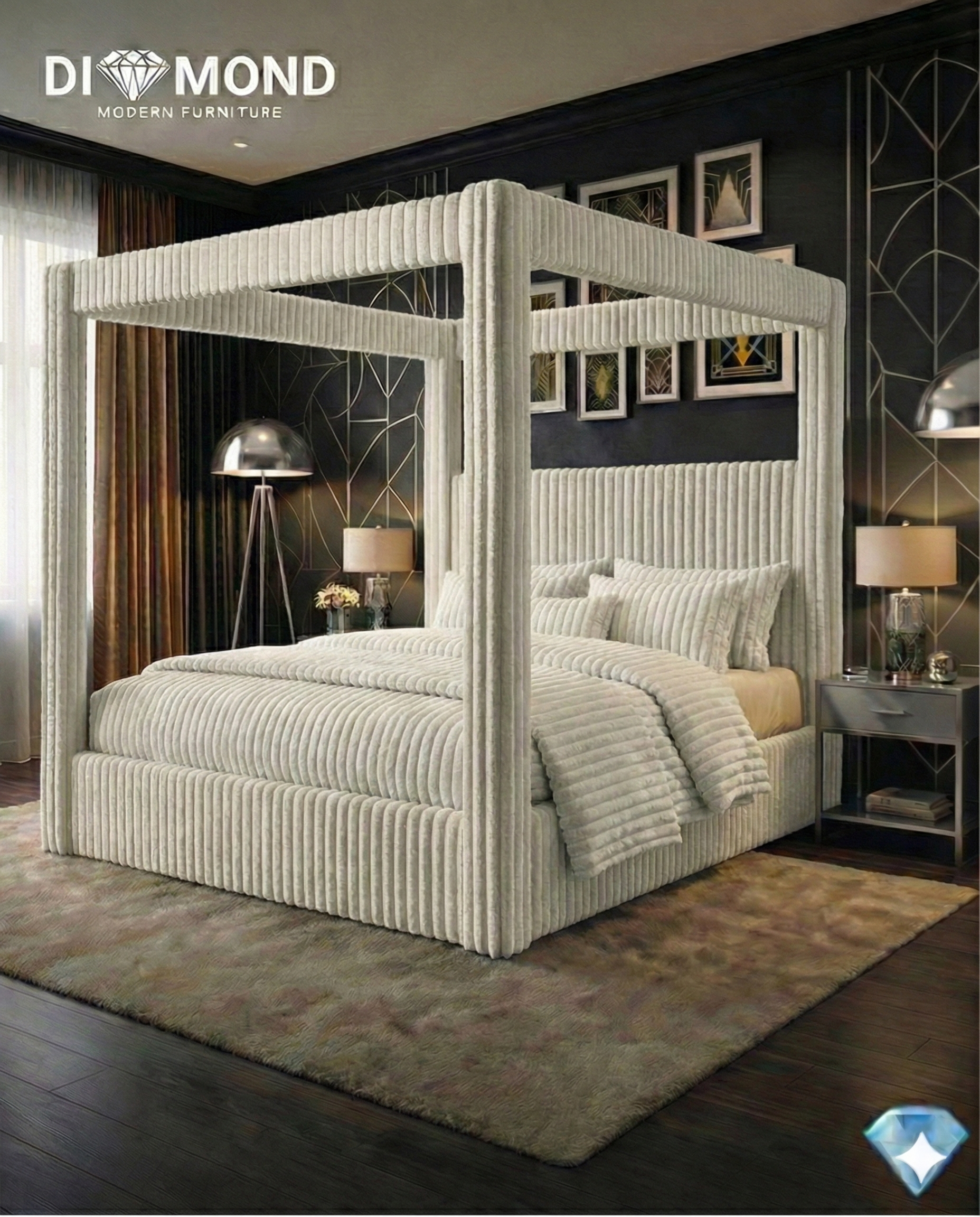 The Empire Cream Canopy Bed
