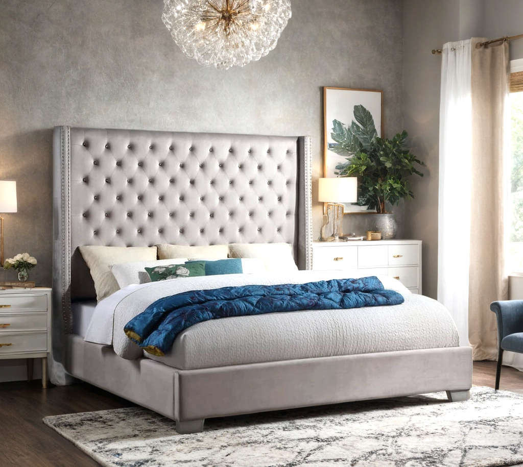 Diamond bed Tufted Platform Bed – Includes Mattress