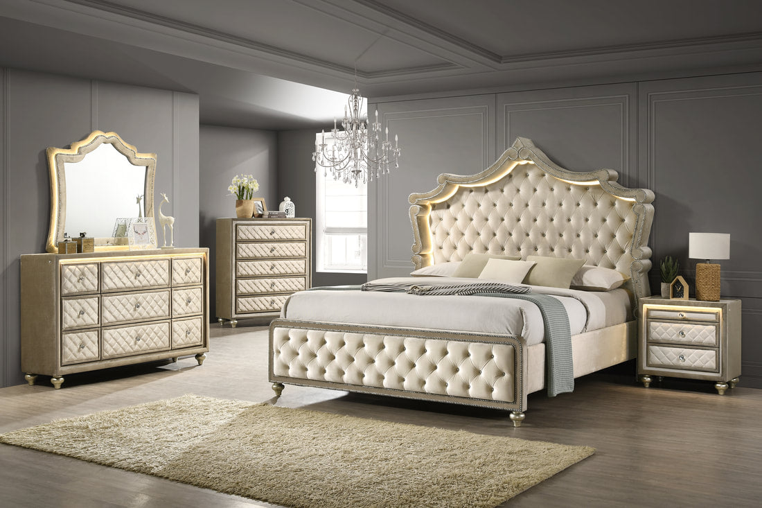 Cardi Gold  Bedroom Set – Includes Mattress