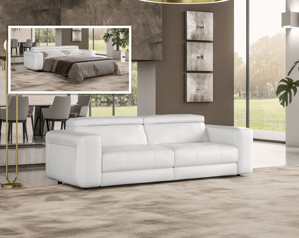 Lamod Italia Icon - Modern Italian White Leather Sofa Bed
