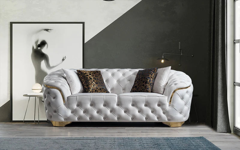 Lupino Ivory Velvet Loveseat