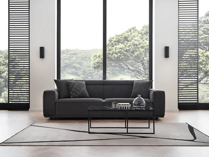 Milos Black 3-Seater Sofa