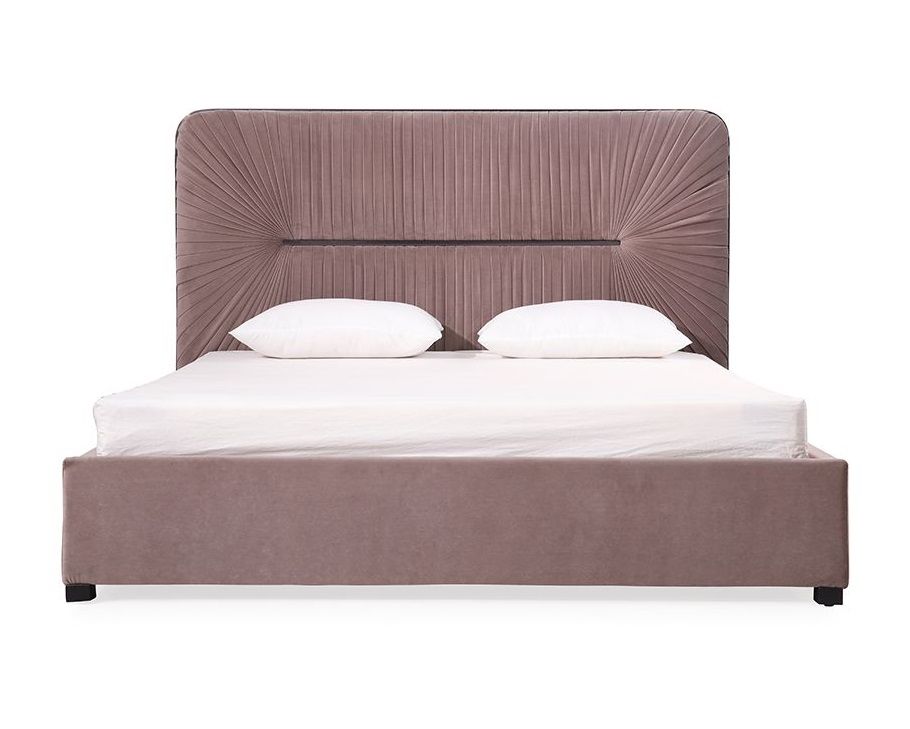 Modrest Duke Modern Grey Velvet & Black Gun Chrome Bed
