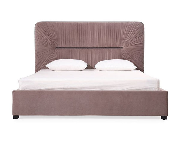 Modrest Duke Modern Grey Velvet & Black Gun Chrome Bed