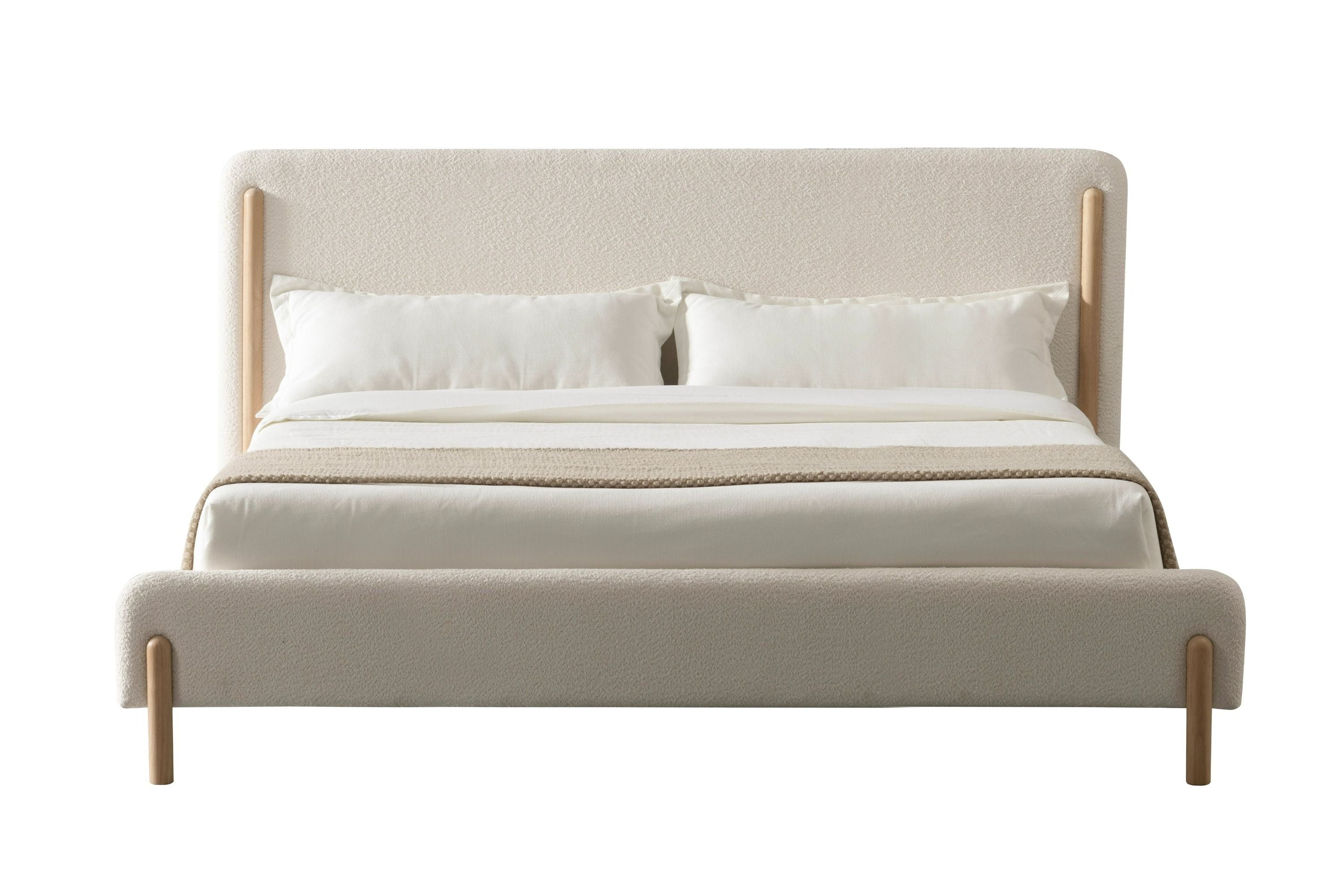Modrest Electra - Modern Ivory Fabric + Rubberwood Bed