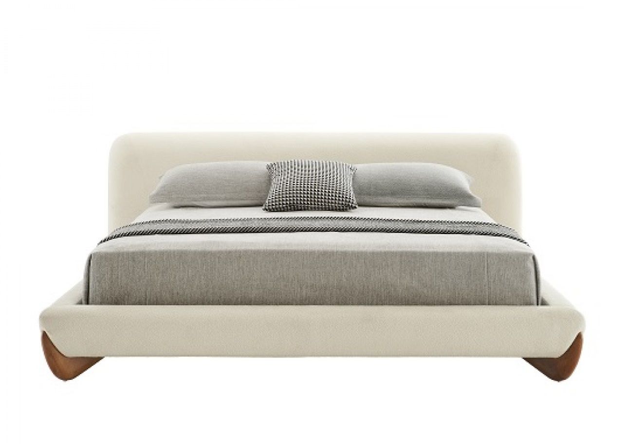 Modrest Fleury - Contemporary Cream Fabric and Walnut Bed