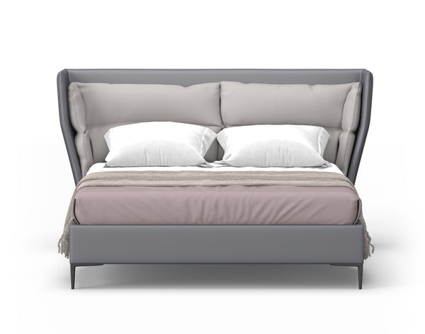 Modrest Jolene - Eastern King Dark & Light Grey Leatherette Bed
