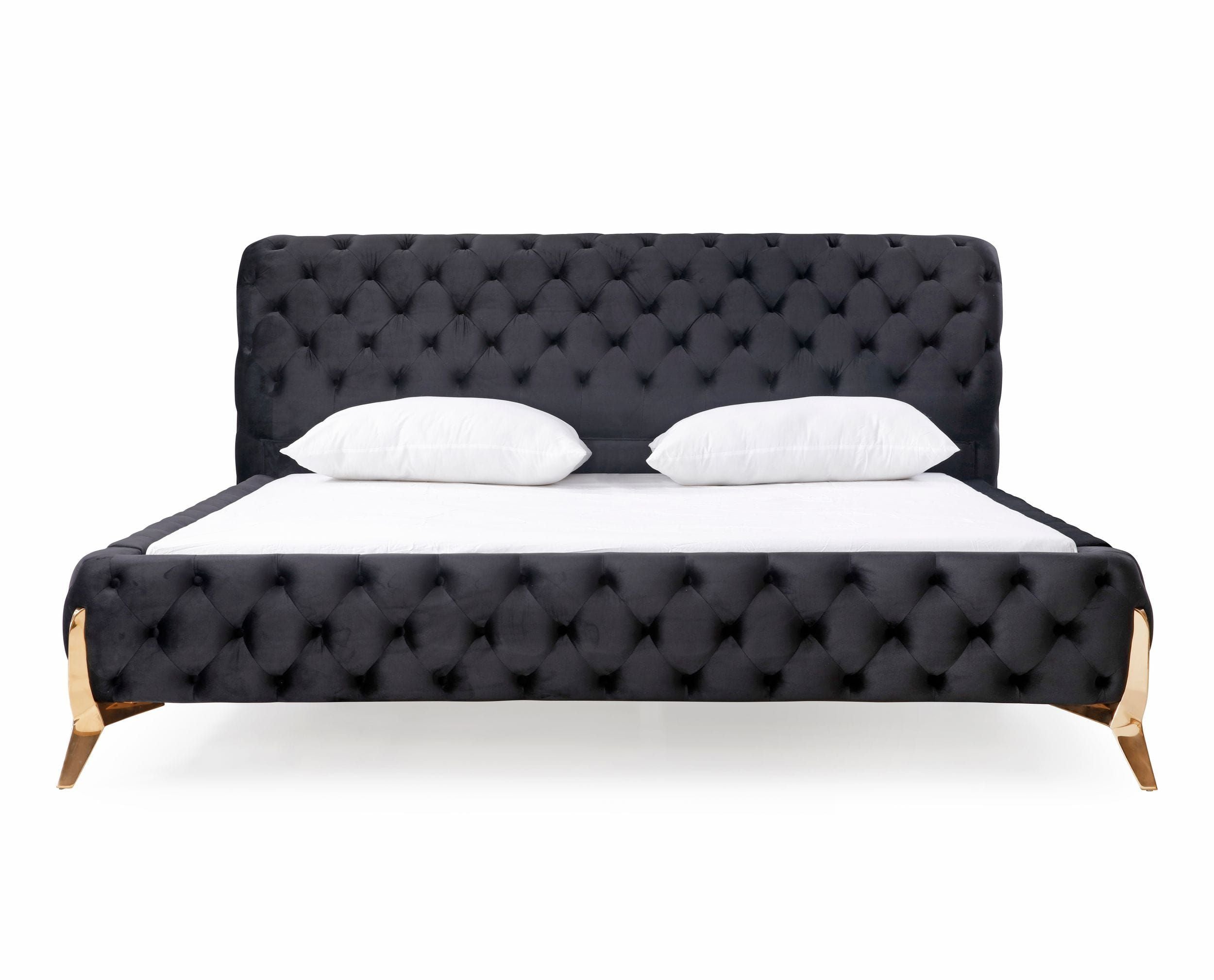 Modrest Legend - Modern Black Velvet & Rosegold Bed