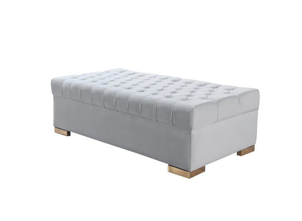 Lauren Pearl Velvet Rectangle Ottoman