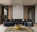 Neva Black Velvet Double Chaise 138" Sectional