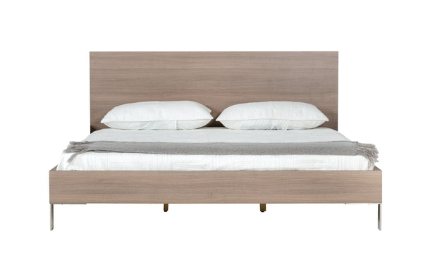 Nova Domus Boston - Modern Brown Oak & Brushed Stainless Steel Bed