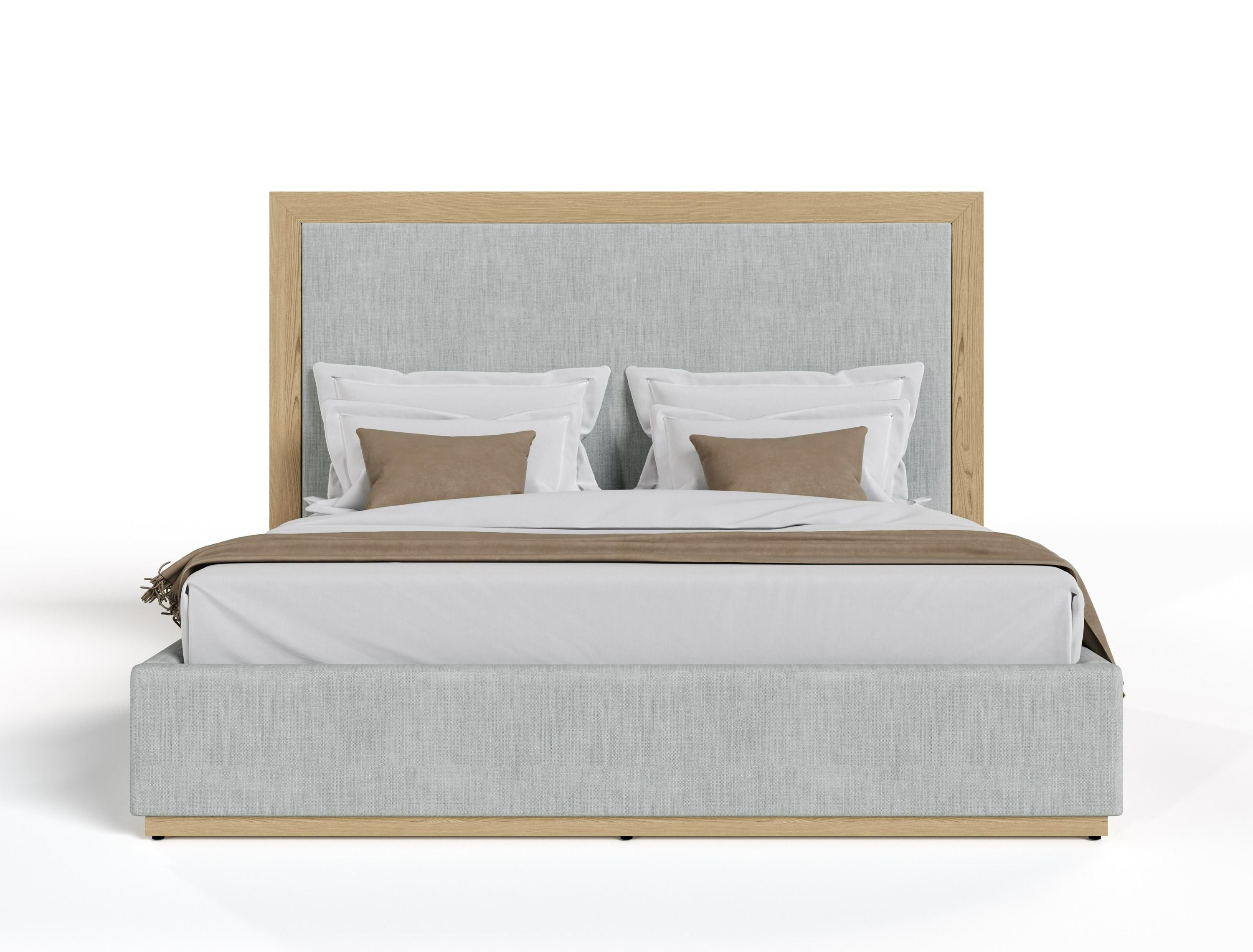 Nova Domus Santa Barbara - Modern Grey Fabric + Natural Bed