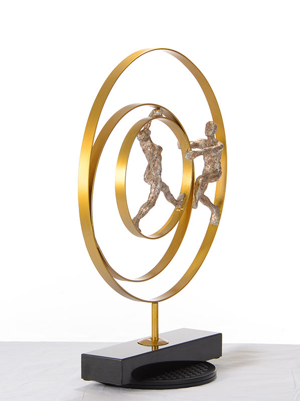 SZ0240 Modern Bronze Acrobats-Rings Sculpture
