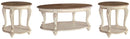 Realyn Coffee Table with 2 End Tables
