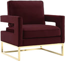Avery Maroon Velvet Chair With Polished Gold Base