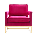 Avery Pink Velvet Chair With Polished Gold Base - UK