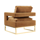 Avery Cognac Velvet Chair With Polished Gold Base - UK