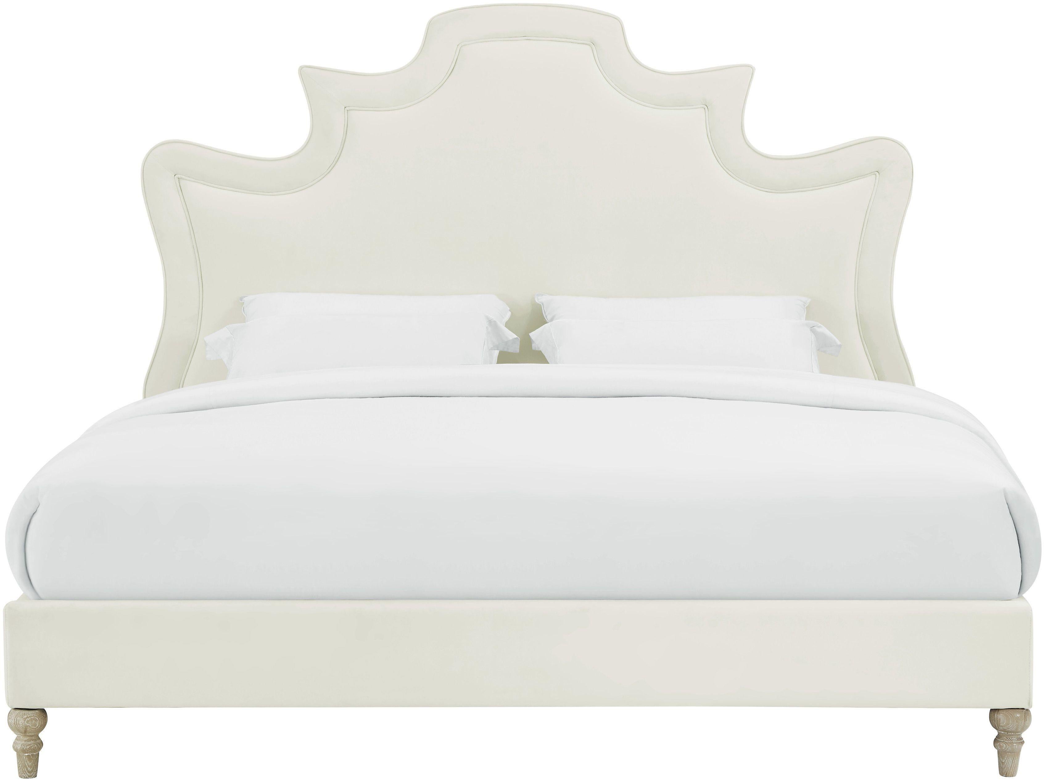 Serenity Cream Velvet Bed in Queen