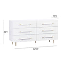 Trident White 6 Drawer Dresser - UK