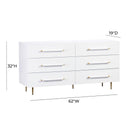 Trident White 6 Drawer Dresser