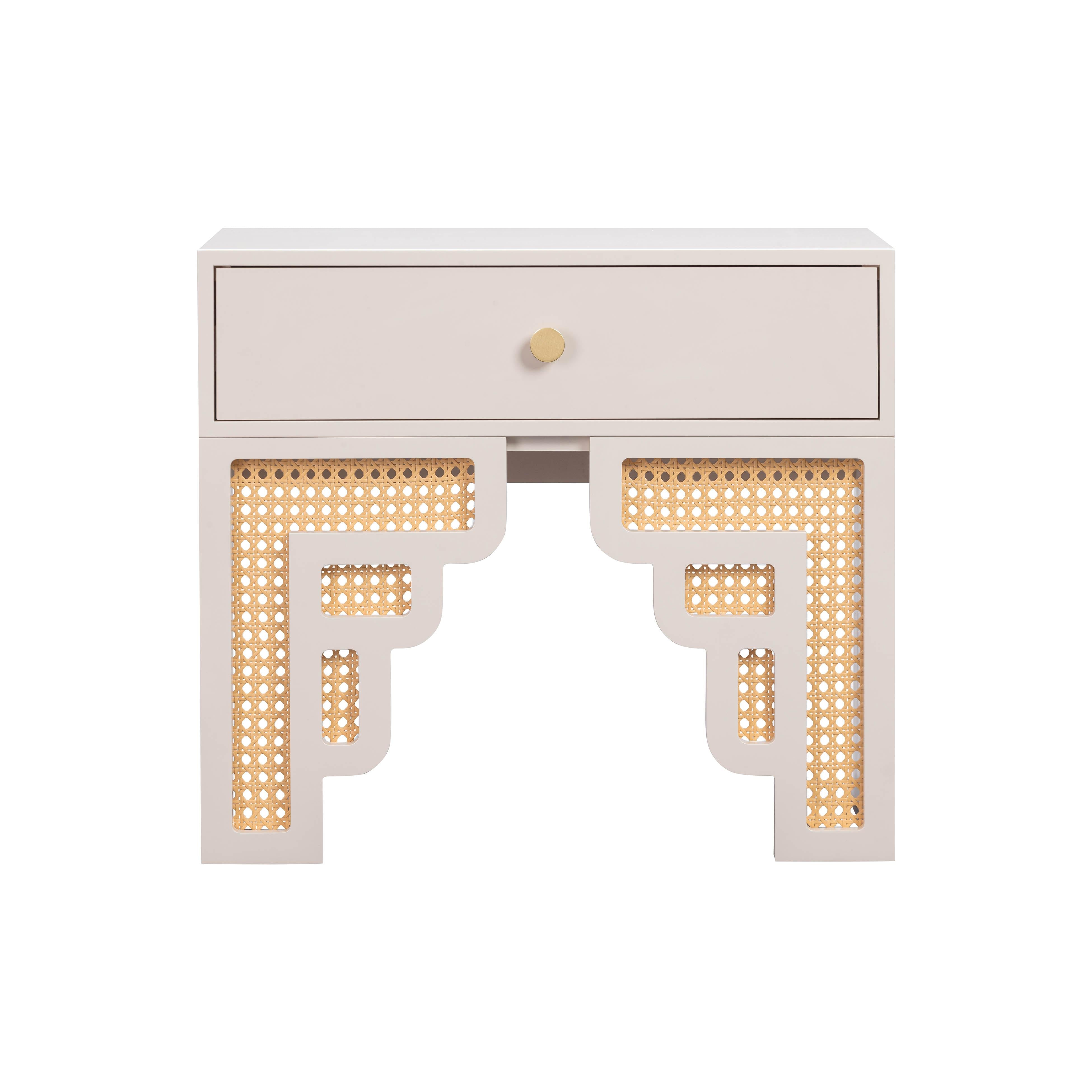 Suzie Cream & Rattan Nightstand - UK