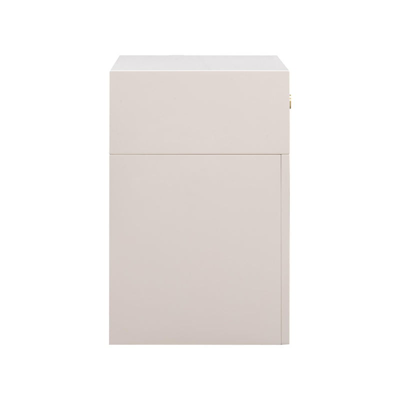 Suzie Cream & Rattan Nightstand