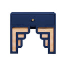 Suzie Navy & Rattan Nightstand - UK